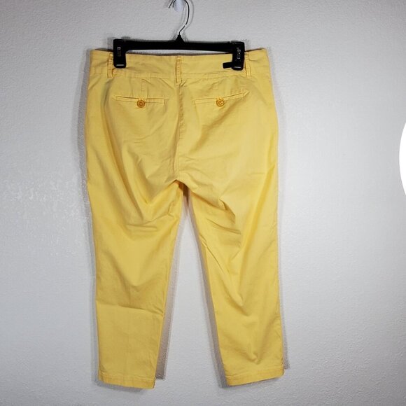 Kut from the Kloth Bright Yellow Size 8 Crop Trouser Cotton Stretch Chino Pants - Picture 10 of 12
